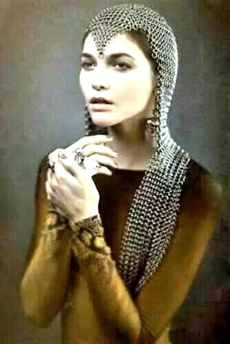 Aluminium Chainmail Hood Butted Chainmail Coif Round Neck Medieval Armor