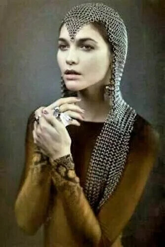 Aluminium Chainmail Hood Butted Chainmail Coif Round Neck Medieval Armor