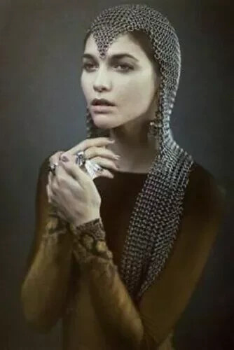 Aluminium chainmail Hood Butted Chainmail Coif Round Neck Medieval Armor