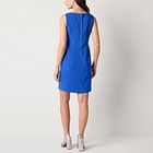 Alyx Womens Sheath Dress Blue Sleeveless Stretch Round Neck Back Zip Size 12 NWT