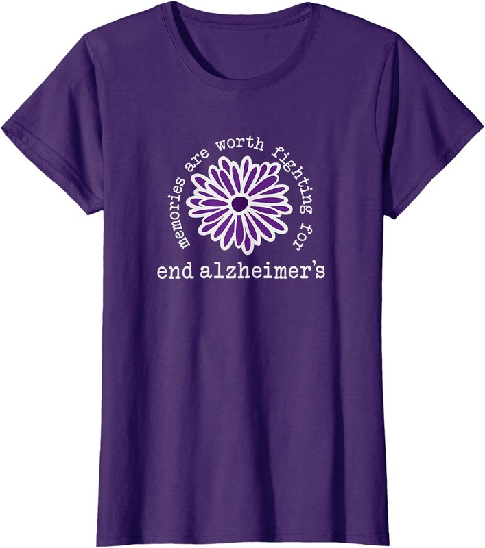 Alzheimer's Awareness Memories Worth Fighting For Ladies' Crewneck T-Shirt