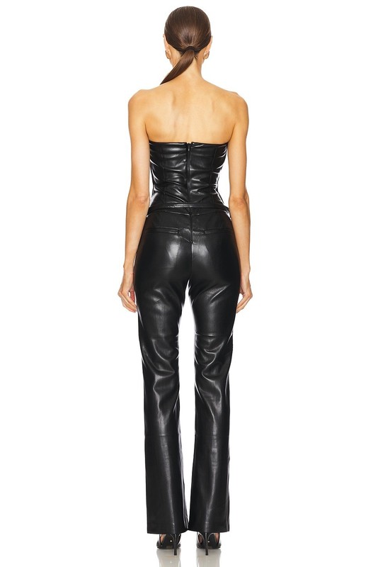 Amanda Uprichard Black Amoret Faux Leather Jumpsuit Sz XS NWT