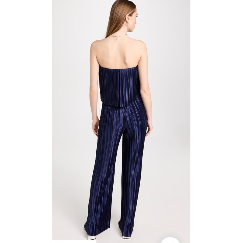 AMANDA UPRICHARD NWT Collina Navy Pleated Strapless Jumpsuit // S
