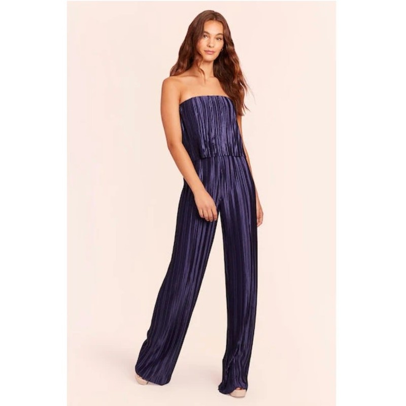AMANDA UPRICHARD NWT Collina Navy Pleated Strapless Jumpsuit // S