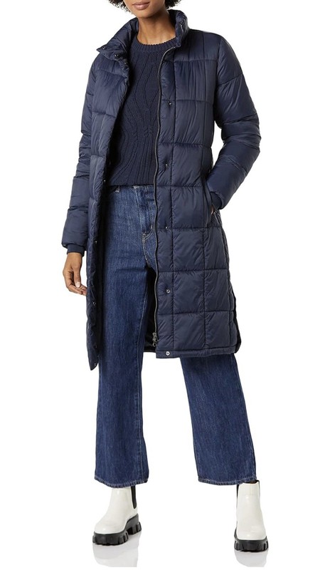 Amazon Essentials Women's Oversized Long Puffer Jacket Navy Size XS NWT X-Small
