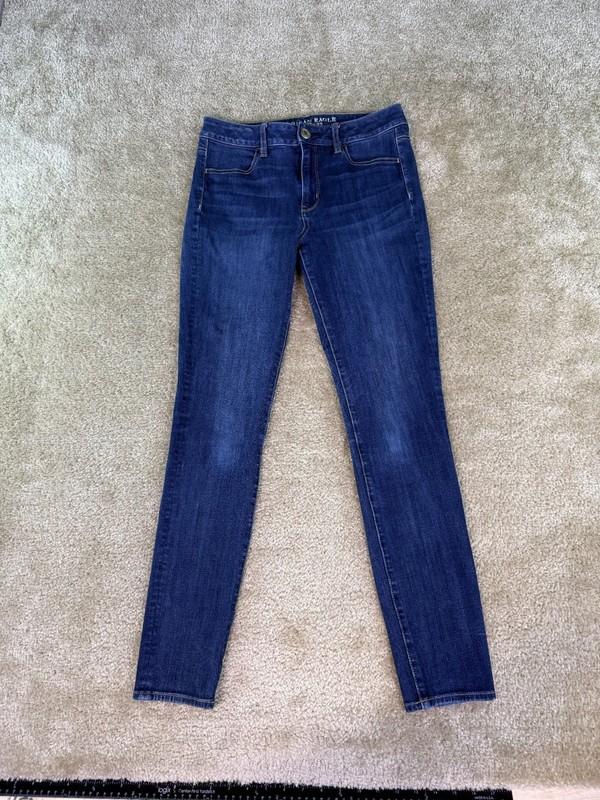 American Eagle 360 Super Stretch Hi-Rise Jegging Size 8 Long AEO Denim X4 D381