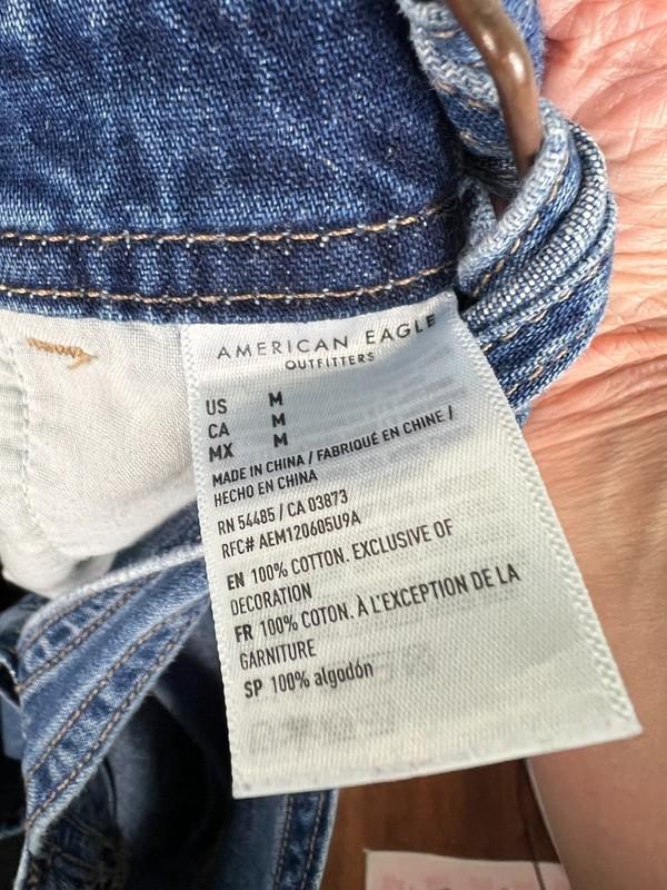 American Eagle 90s Boyfriend Overalls M Carpenter Bib Distressed Denim AE Y2K