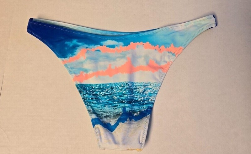 American Eagle Aerie Real Good UPF 50 Lowrise Bathing Suit Bottom Cheeky Blue