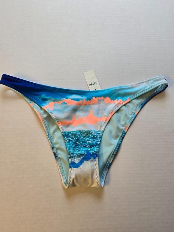 American Eagle Aerie Real Good UPF 50 Lowrise Bathing Suit Bottom Cheeky Blue