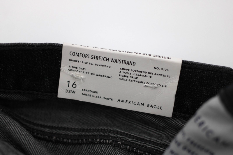 American Eagle Jeans 90s Boyfriend Highest Rise Black Denim Distressed Womens 16