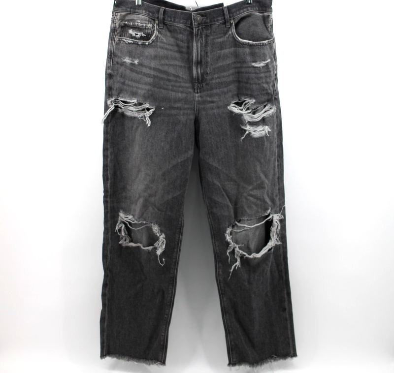 American Eagle Jeans 90s Boyfriend Highest Rise Black Denim Distressed Womens 16