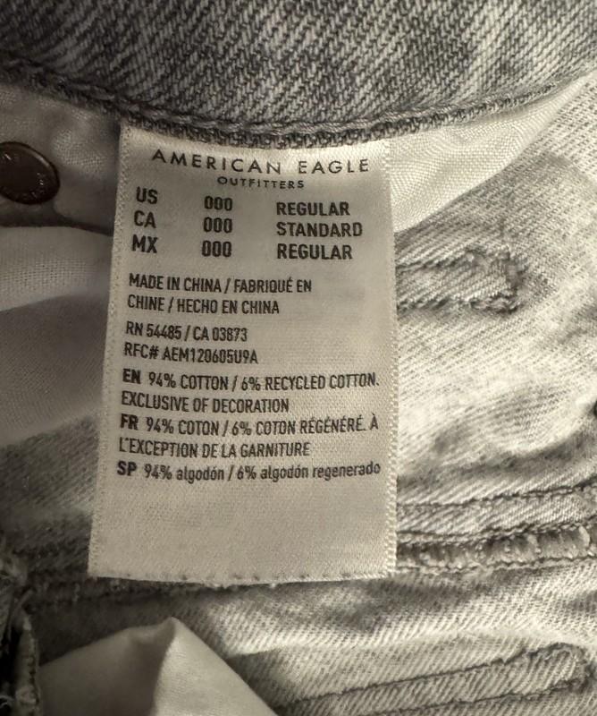 American Eagle Jeans 90s Straight Acid Wash Gray Distressed Destroyed Women 000R
