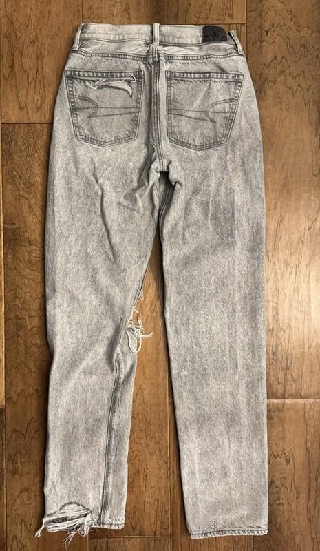 American Eagle Jeans 90s Straight Acid Wash Gray Distressed Destroyed Women 000R