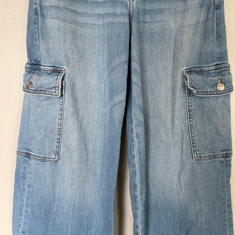 American Eagle Jeans Super High Waisted Cargo Baggy Wide Leg Women's Size 2 Blue