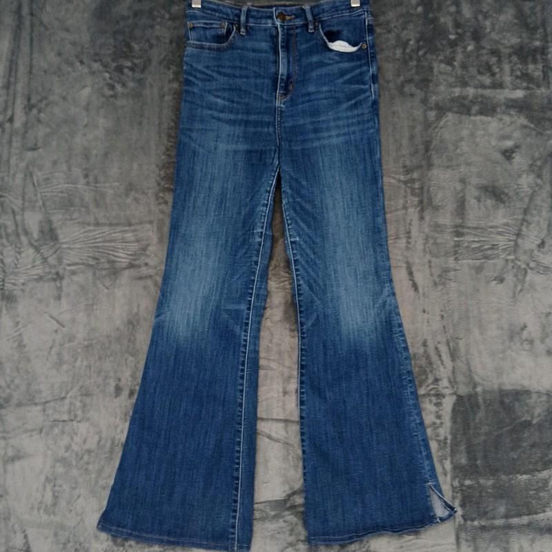 American Eagle Jeans Womens 10 Blue Denim Super Hi-Rise Flare Next Level Stretch