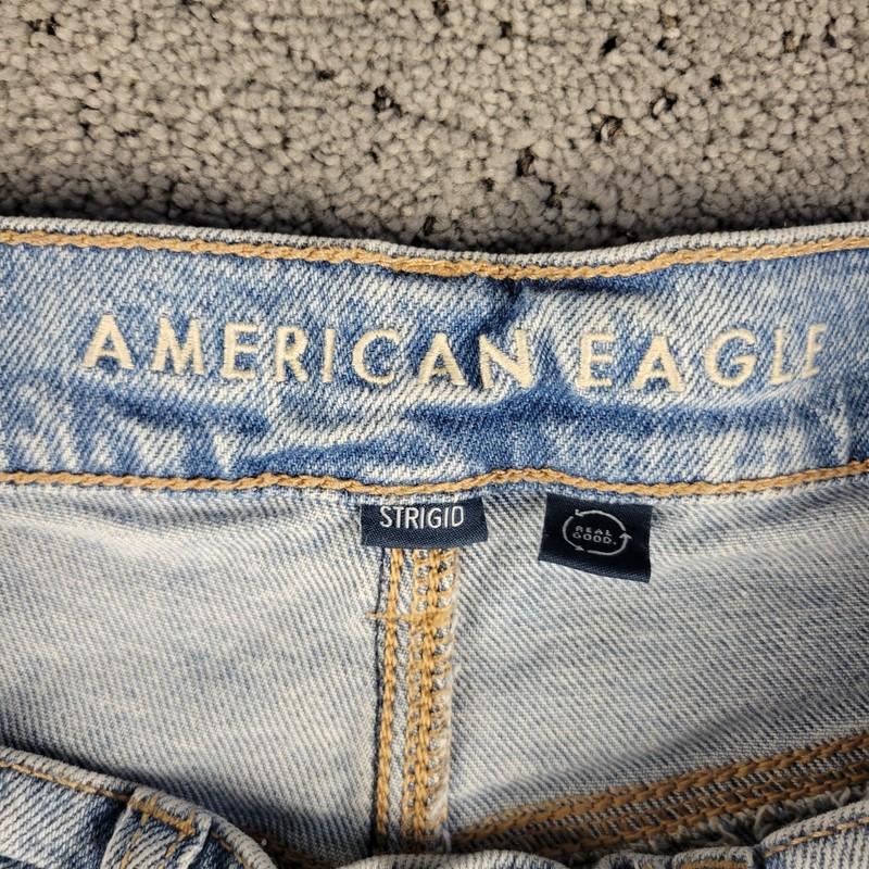 American Eagle Jeans Womens 6 Blue Highest Rise Baggy Straight Denim Thrashed