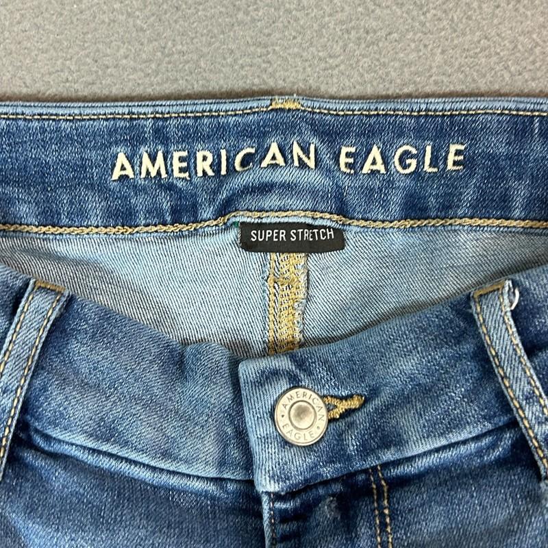 American Eagle Jeans Womens 8 Curvy Super High Rise Flare Distressed Stretch