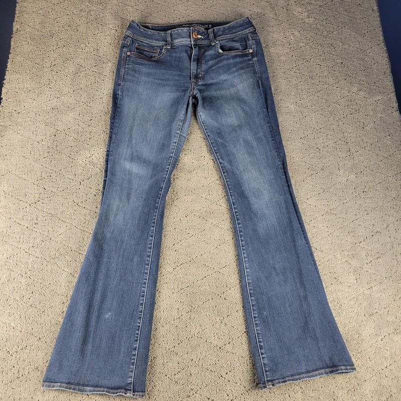 American Eagle Kick Boot Jeans Womens 12 Long Dark Wash Blue Denim Bootcut