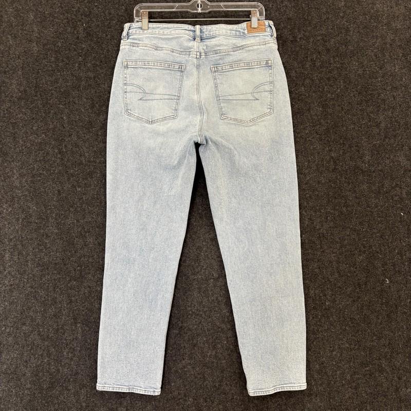 American Eagle Mom Jeans Women's 12 Light Wash Blue Denim High Rise