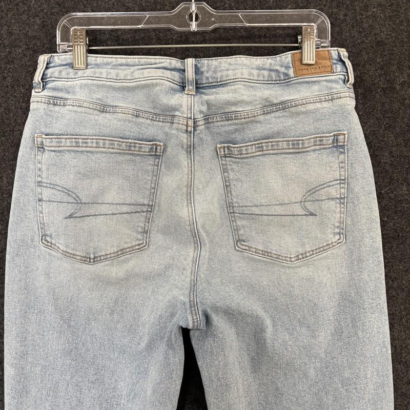 American Eagle Mom Jeans Women's 12 Light Wash Blue Denim High Rise