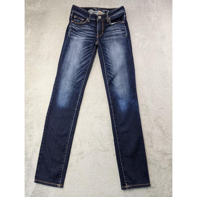 American Eagle Outfitters Womens Size 0 Super Stretch Skinny Jeans Dark Wash