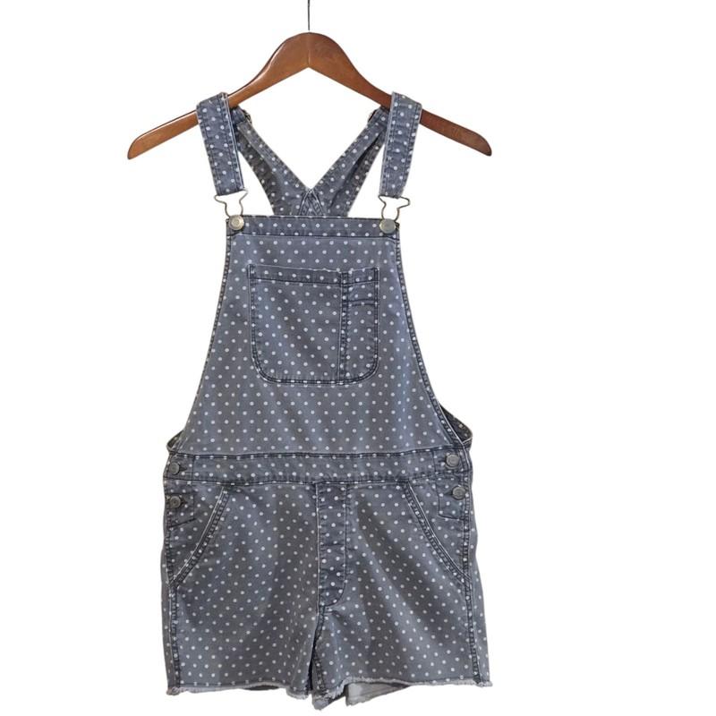 AMERICAN EAGLE Shortalls Womens S/P Stretch Playful Polka Dot Pinup Gray Cutoffs