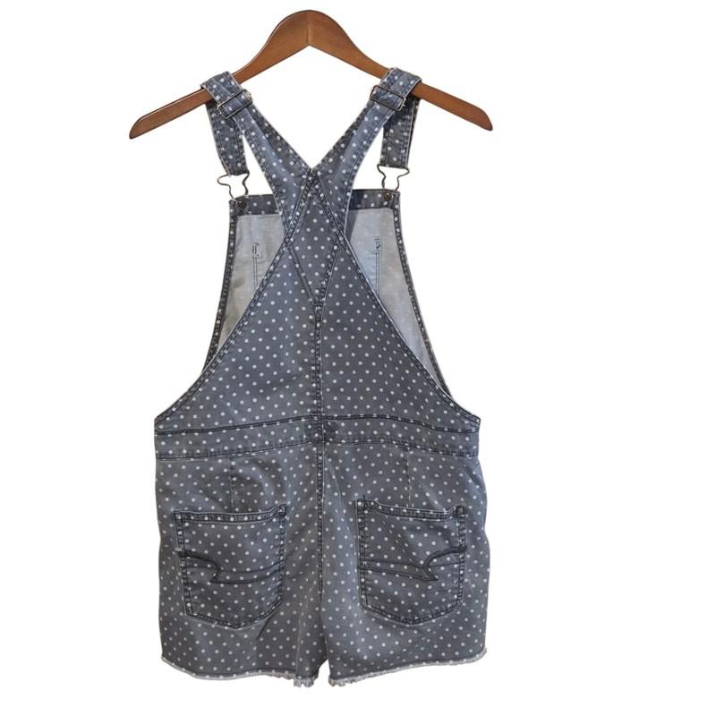 AMERICAN EAGLE Shortalls Womens S/P Stretch Playful Polka Dot Pinup Gray Cutoffs