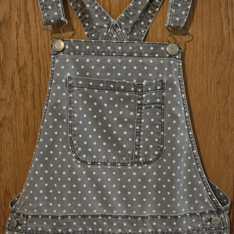 AMERICAN EAGLE Shortalls Womens S/P Stretch Playful Polka Dot Pinup Gray Cutoffs