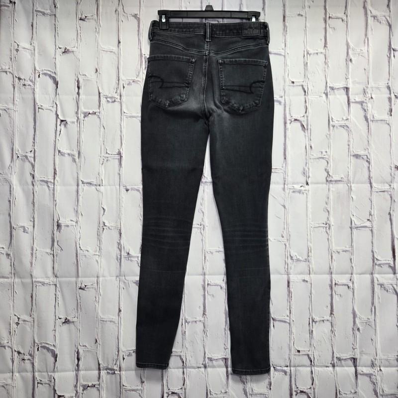American Eagle The Dream Jean Super High Rise Jegging Black Denim Size 6 Long