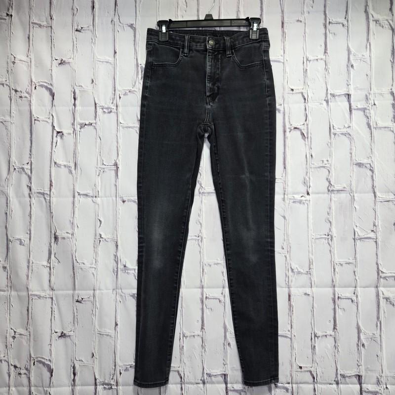 American Eagle The Dream Jean Super High Rise Jegging Black Denim Size 6 Long
