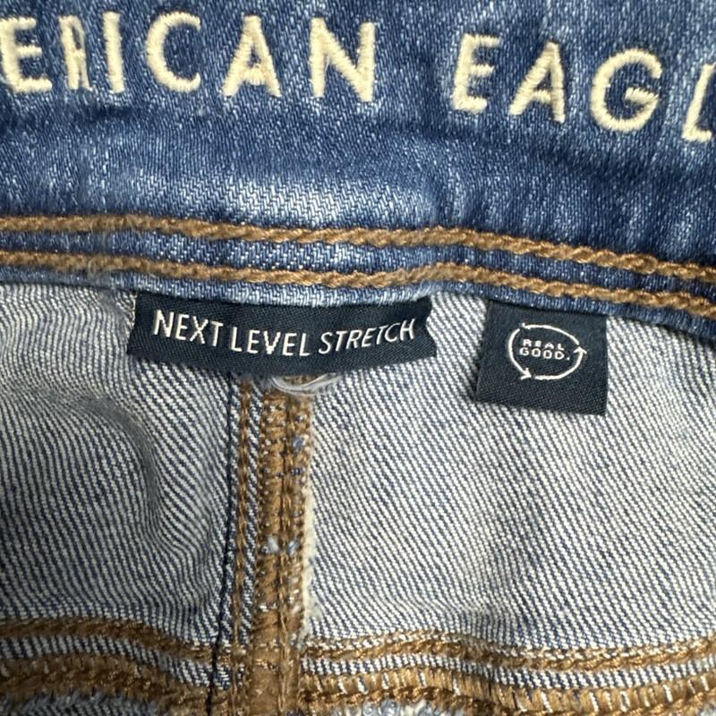American Eagle Women's Jeans Sz 16 Short Kick Boot Super Stretch Medium Wash