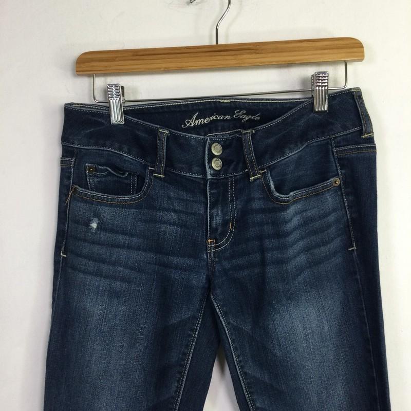 American Eagle Womens Artist Flared Leg Jeans Denim Stretch Low Rise Blue Size 4