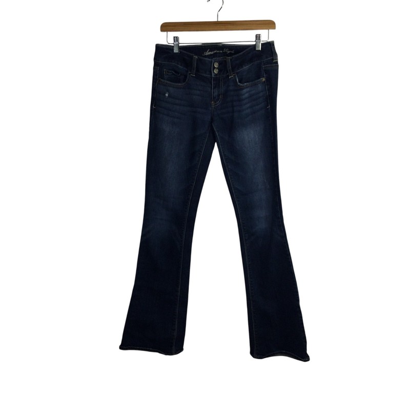 American Eagle Womens Artist Flared Leg Jeans Denim Stretch Low Rise Blue Size 4