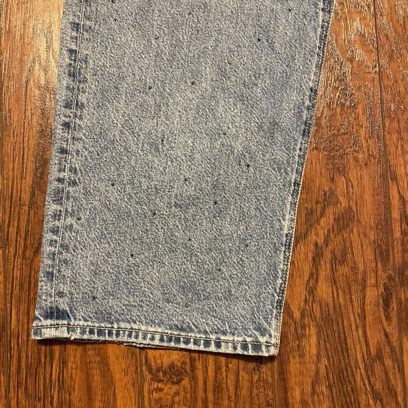 American Eagle Womens Jeans Size 14 Blue High Rise Baggy Straight Leg Gems