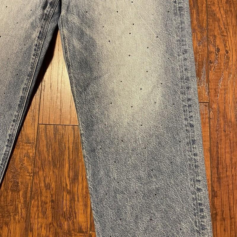 American Eagle Womens Jeans Size 14 Blue High Rise Baggy Straight Leg Gems
