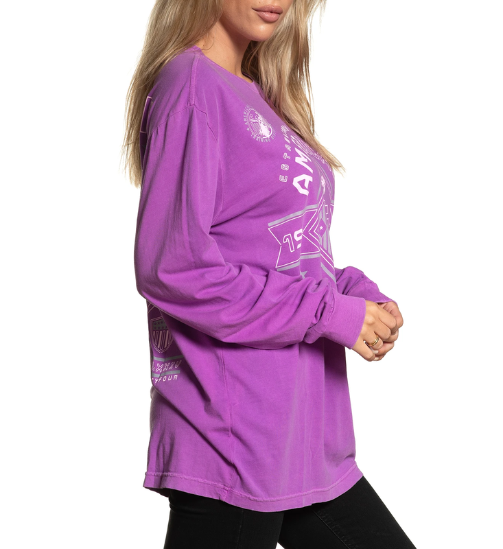 AMERICAN FIGHTER Women's T-Shirt L/S MASSACHUSETTS Tee Biker