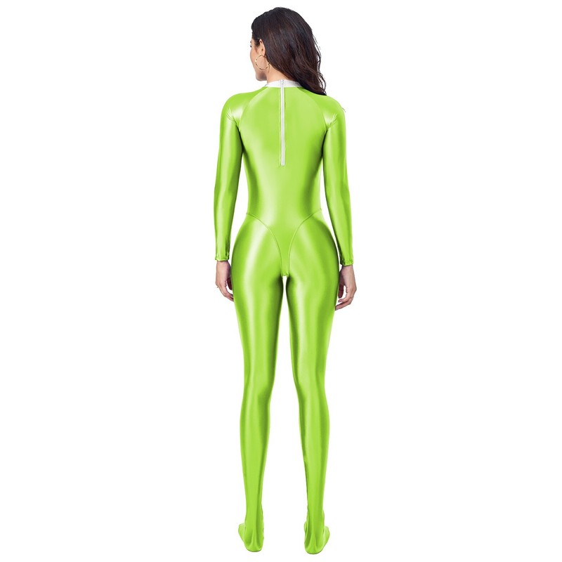 AMORESY Women Jumpsuit One Piece Oil Shiny Bodysuit Yoga Leggings Overalls New