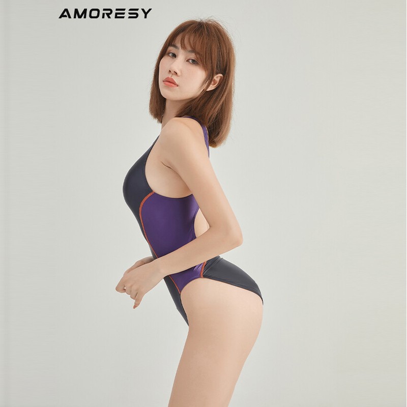 AMORESY Women's Sexy Swimwear Satin Glossy High Cut One Piece Bathing BodySuit
