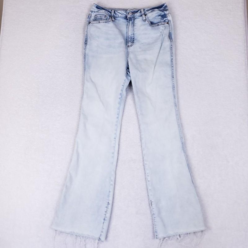 And Now This Light Wash Flare Jeans 31 Raw Hem Stretch Denim Y2K Retro Style