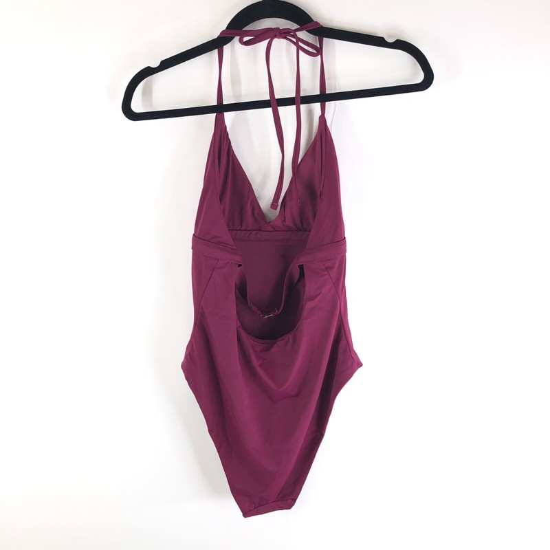 Andie Swim The Lagos One Piece Swimsuit Halter Removable Cups Plum Purple S
