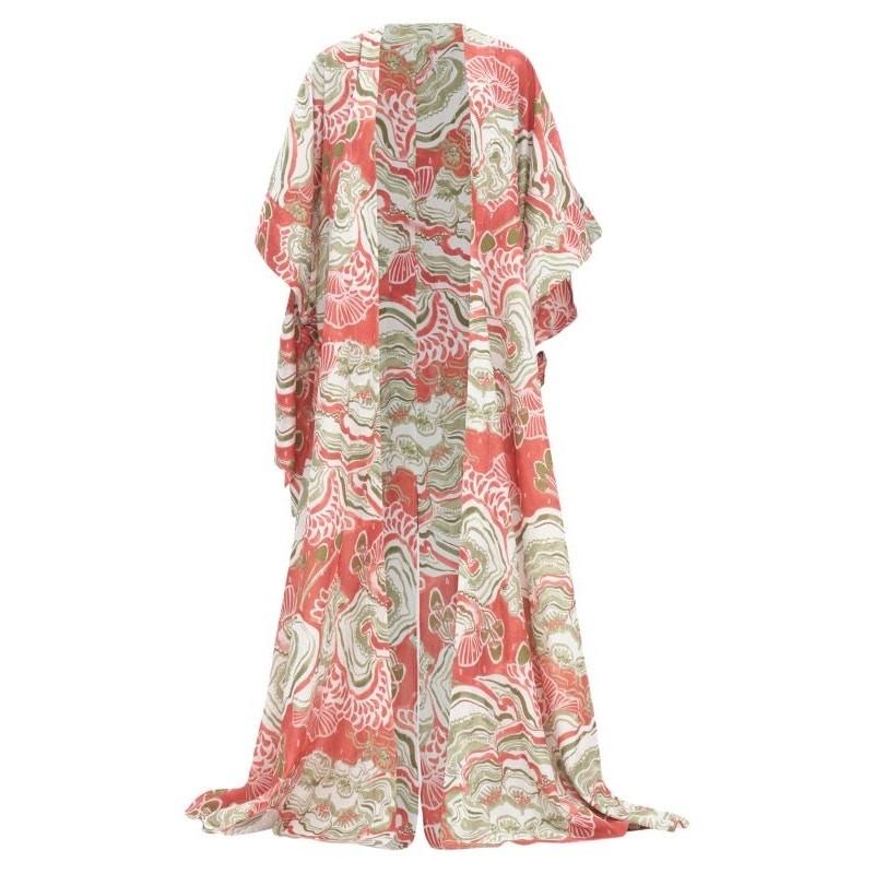 Andrea Iyamah Gamba Maxi Tie-Waist Robe