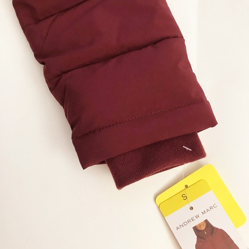Andrew Marc Women Hooded Puffer Walker Jacket Oxblood Red Size S - NWT