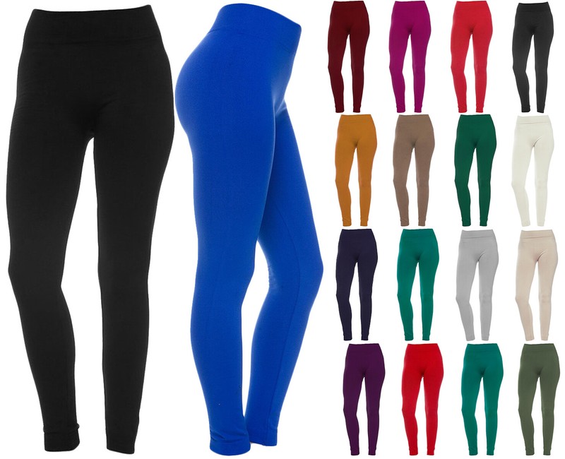 Anemone Women's Fashion Fleece Solid Thick Warm Basic Stretchy Leggings