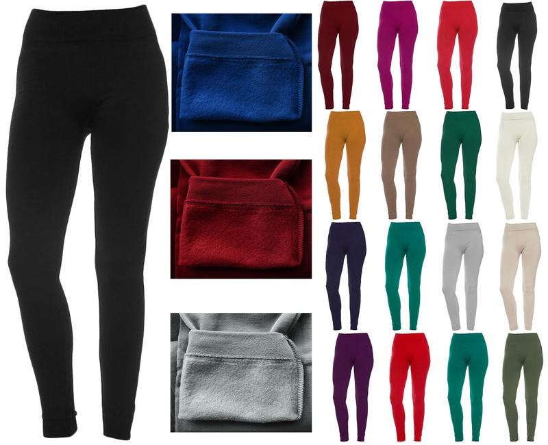 Anemone Women's Fashion Fleece Solid Thick Warm Basic Stretchy Leggings