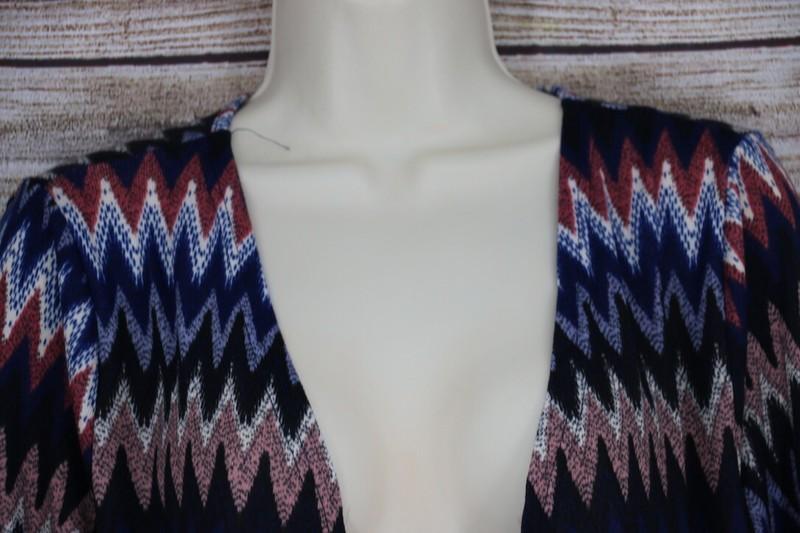 Angela Fashion Womens Sz Small Medium Knit Zig Zag Kimono Duster Pink Blue Black