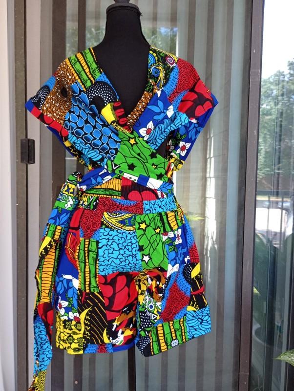 Ankara African Print Short Jumpsuit Size M - L