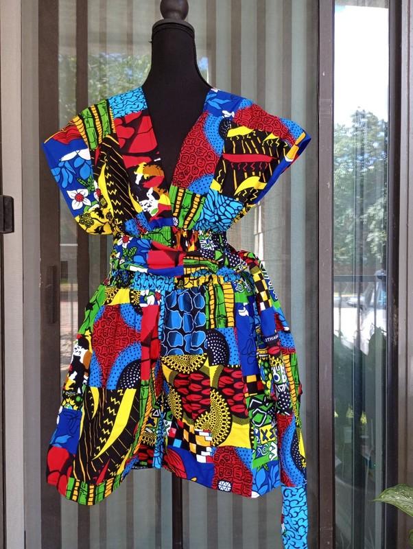 Ankara African Print Short Jumpsuit Size M - L