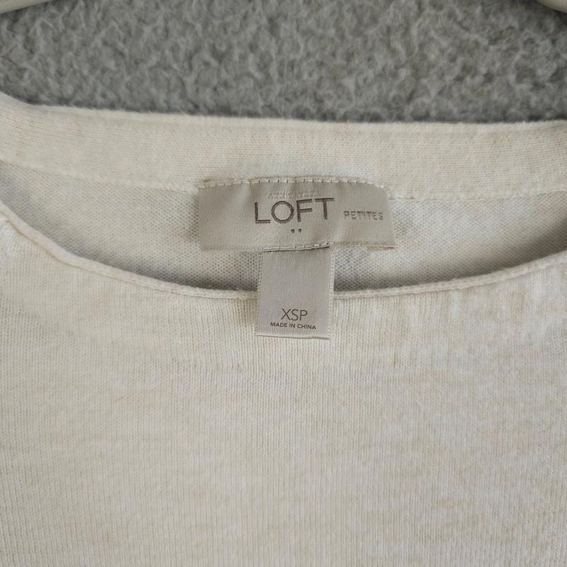 Ann Taylor LOFT Sweater Womens XSP Petite Cream Raglan Sleeve Pullover Tunic