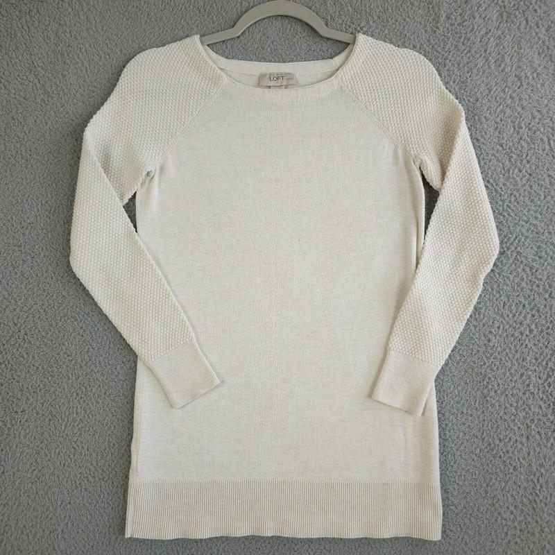 Ann Taylor LOFT Sweater Womens XSP Petite Cream Raglan Sleeve Pullover Tunic