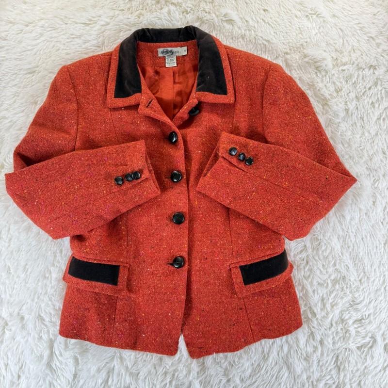 Ann Taylor Wool Velvet Trim Blazer Size 10 Academia Preppy Vintage Corpcore Fall